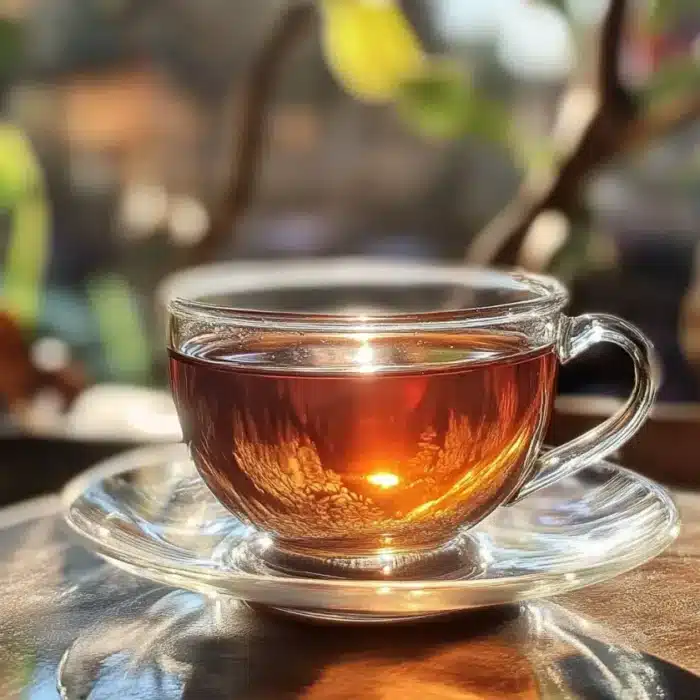 Darjeeling tea in a glass cup